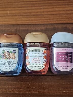 Bath & Body Works PocketBac Hand Gels - Blue, Peach, Purple